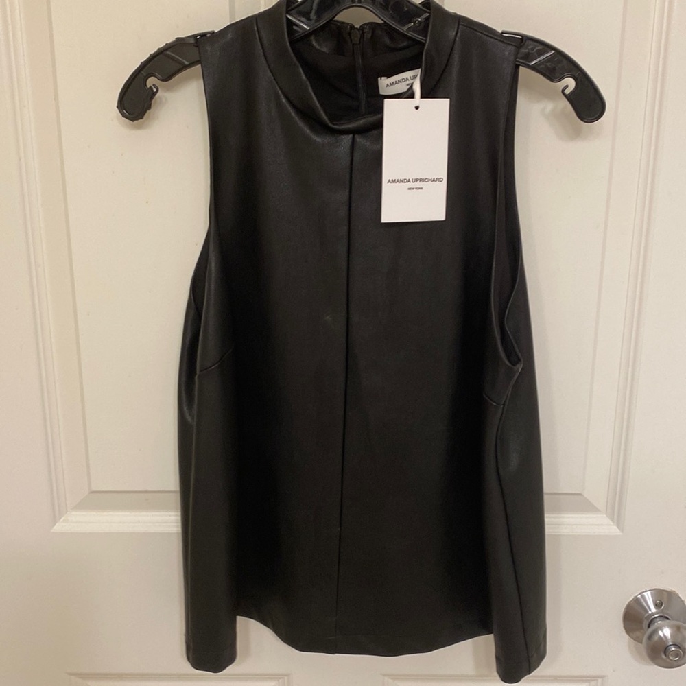 Amanda uprichard leather Suzi top side L nwt